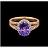 Image 2 : 14KT Rose Gold 2.33 ctw Tanzanite and Diamond Ring