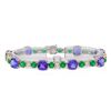 Image 1 : 18.51 ctw Tanzanite, Emerald and Diamond Bracelet - 18KT White and Yellow Gold