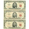 Image 1 : 1963 $5 VG/XF Red Seal Note Lot of 3