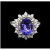 Image 2 : 3.11 ctw Tanzanite and Diamond Ring - 14KT White Gold