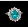 Image 2 : 3.03 ctw Apatite and Diamond Ring - 14KT White Gold