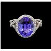 Image 2 : 14KT White Gold 5.12 ctw Tanzanite and Diamond Ring