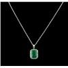 Image 2 : 10.81 ctw Emerald and Diamond Pendant With Chain - 14KT White Gold