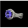 Image 1 : 4.80 ctw Tanzanite and Diamond Ring - 14KT White Gold