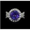 Image 2 : 4.80 ctw Tanzanite and Diamond Ring - 14KT White Gold