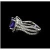 Image 3 : 4.80 ctw Tanzanite and Diamond Ring - 14KT White Gold