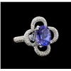 Image 1 : 14KT White Gold 5.81 ctw Tanzanite and Diamond Ring