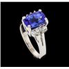 Image 4 : 2.88 ctw Tanzanite and Diamond Ring - 14 KT White Gold