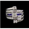 Image 2 : 0.82 ctw Diamond and Sapphire Stackable Ring Set - 14KT White Gold