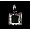 Image 2 : 14KT White Gold 3.06 ctw Emerald and Diamond Pendant