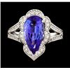 Image 2 : 3.40 ctw Tanzanite and Diamond Ring - 14KT White Gold