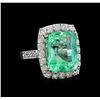Image 1 : GIA Cert 9.44 ctw Emerald and Diamond Ring - 14KT White Gold