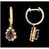 Image 2 : 2.00 ctw Garnet and Diamond Dangle Earrings - 14KT Rose Gold