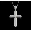 Image 1 : 1.17 ctw Diamond Cross Pendant With Chain - 14KT White Gold