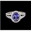 Image 2 : 1.66 ctw Tanzanite and Diamond Ring - 14KT White Gold