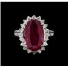 Image 2 : GIA Cert 5.16 ctw Ruby and Diamond Ring - 14KT White Gold