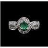 Image 2 : 14KT White Gold 0.82 ctw Emerald and Diamond Ring