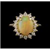 Image 2 : 1.90 ctw Opal and Diamond Ring - 14KT Yellow Gold