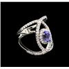 Image 1 : 0.99 ctw Tanzanite and Diamond Ring - 14KT White Gold