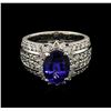 Image 2 : 3.20 ctw Tanzanite and Diamond Ring - 14KT White Gold