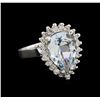 Image 1 : 3.10 ctw Aquamarine and Diamond Ring - 14KT White Gold