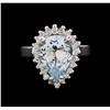 Image 2 : 3.10 ctw Aquamarine and Diamond Ring - 14KT White Gold