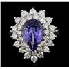 Image 2 : 14KT White Gold 3.69 ctw Tanzanite and Diamond Ring