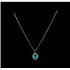 Image 2 : 14KT White Gold 2.95 ctw Chrysoprase and Diamond Pendant With Chain