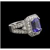 Image 1 : 4.38 ctw Tanzanite and Diamond Ring - 14KT White Gold