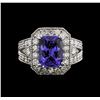 Image 2 : 4.38 ctw Tanzanite and Diamond Ring - 14KT White Gold