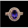 Image 2 : 2.35 ctw Tanzanite and Diamond Ring - 14KT Rose Gold