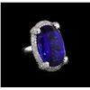Image 1 : 14KT White Gold GIA Certified 33.85 ctw Tanzanite and Diamond Ring