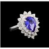 Image 1 : 3.33 ctw Tanzanite and Diamond Ring - 14KT White Gold