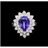 Image 2 : 3.33 ctw Tanzanite and Diamond Ring - 14KT White Gold