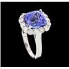 Image 4 : 4.96 ctw Tanzanite and Diamond Ring - 14KT White Gold