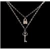 Image 2 : 0.08 ctw Diamond Pendant With Chain - 14KT White Gold