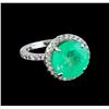 Image 1 : 6.97 ctw Emerald and Diamond Ring - 14KT White Gold