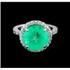 Image 2 : 6.97 ctw Emerald and Diamond Ring - 14KT White Gold