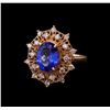 Image 1 : 3.62 ctw Tanzanite and Diamond Ring - 14KT Rose Gold