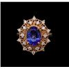 Image 2 : 3.62 ctw Tanzanite and Diamond Ring - 14KT Rose Gold