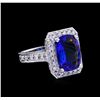 Image 1 : 4.85 ctw Tanzanite and Diamond Ring - 14KT White Gold