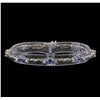 Image 1 : 4.40 ctw Tanzanite and Diamond Bracelet - 14KT White Gold