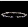 Image 3 : 4.40 ctw Tanzanite and Diamond Bracelet - 14KT White Gold