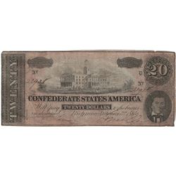 1864 $20 Confederate States of America Bank Note