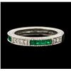 Image 1 : 0.60 ctw Emerald and Diamond Ring - 14KT White Gold