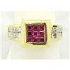 Image 4 : 0.64 ctw Diamond and Ruby Ring - 18KT Yellow Gold