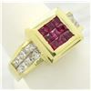 Image 6 : 0.64 ctw Diamond and Ruby Ring - 18KT Yellow Gold