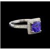 Image 1 : 14KT White Gold 1.40 ctw Tanzanite and Diamond Ring