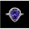 Image 2 : 14KT White Gold 3.76 ctw Tanzanite and Diamond Ring