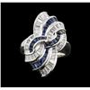 Image 2 : 1.33 ctw Sapphire and Diamond Ring - Platinum